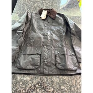 Barbour Waxed Cotton Jacket Brown Corduroy Collar Women Outdoor Coat NEW